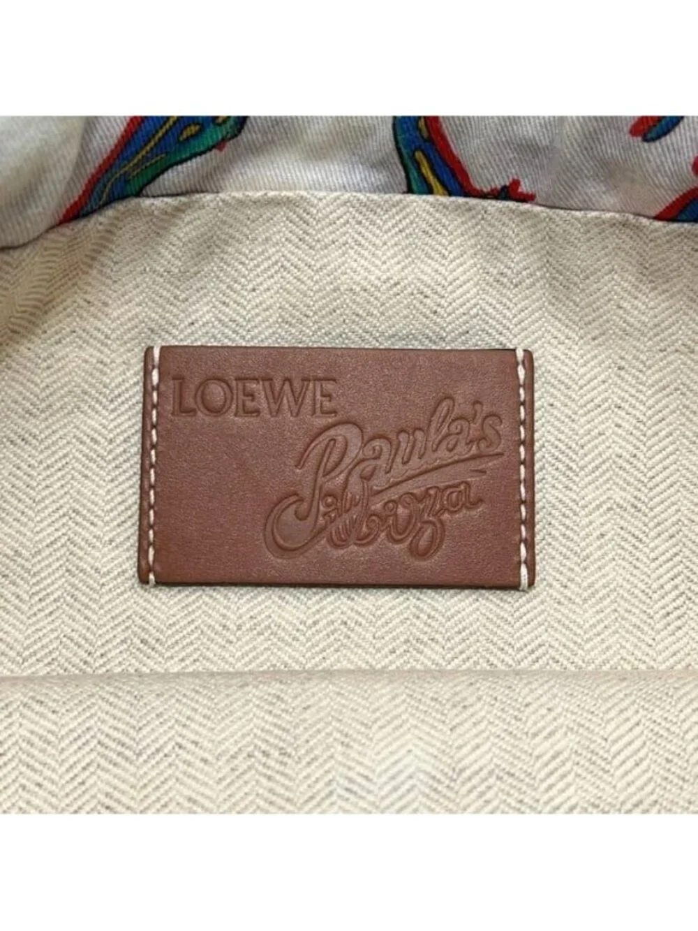 Loewe Pouch Drawstring Paulaz Ibiza Canvas Leather White